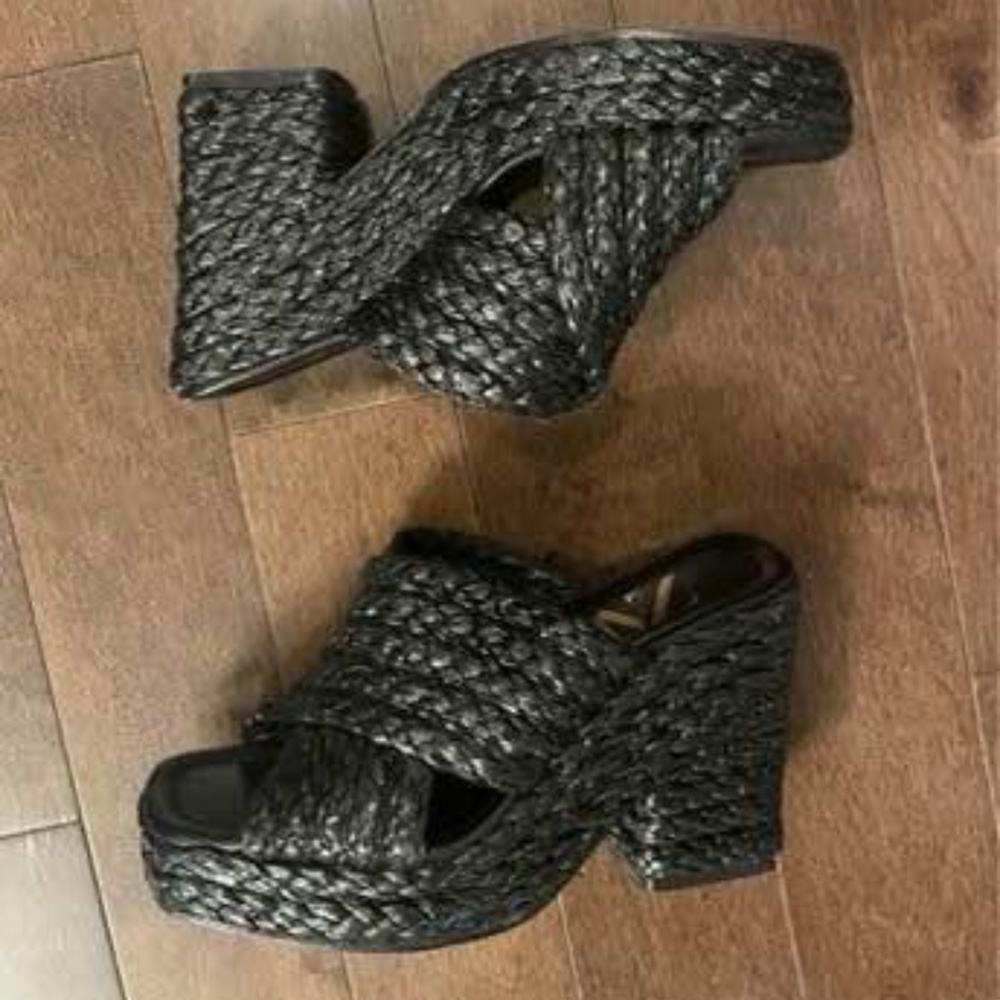 Zara raffia woven platform sandals